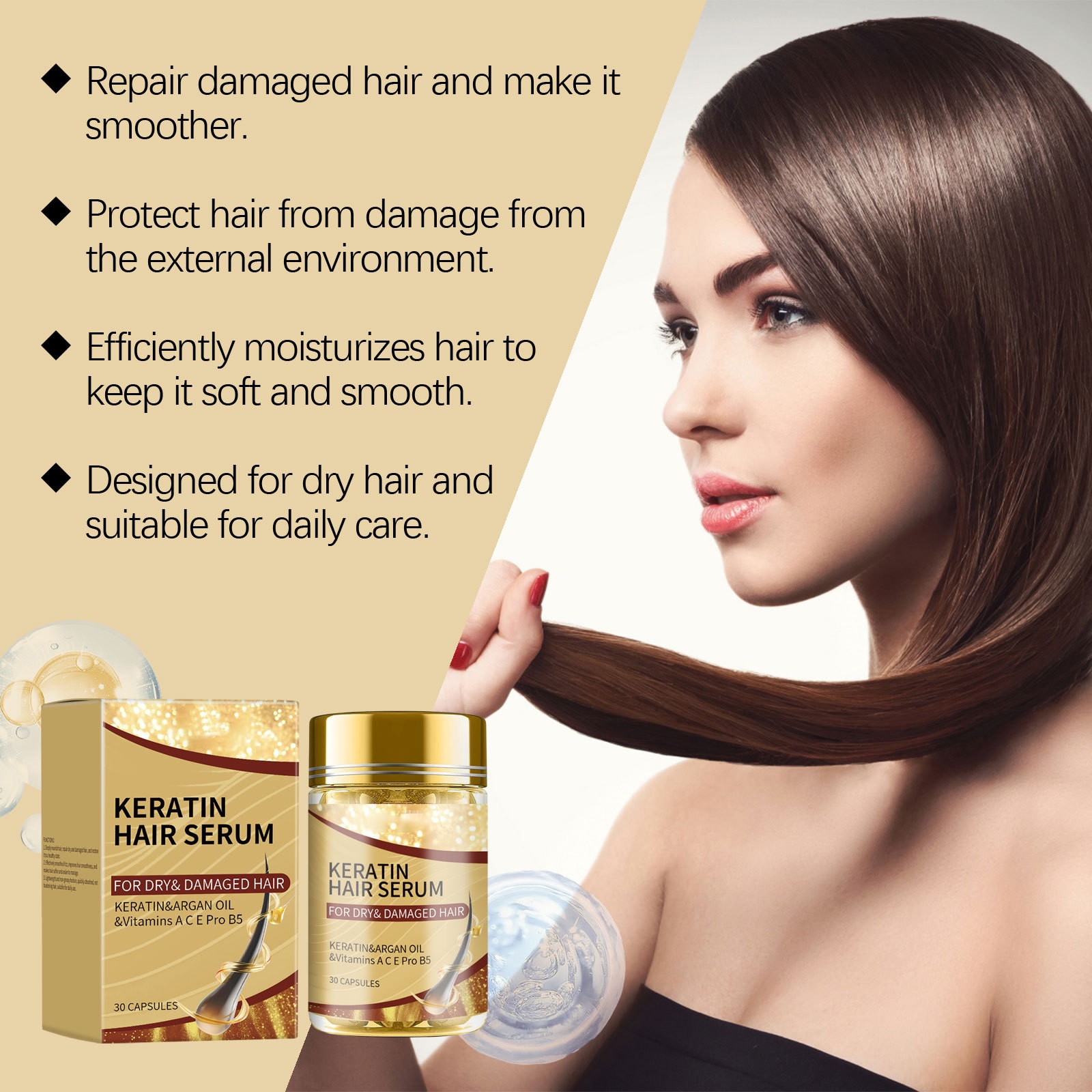 House Hair Care - Arganöl glatte Haarpflege Kapseln reparieren geschädigtes