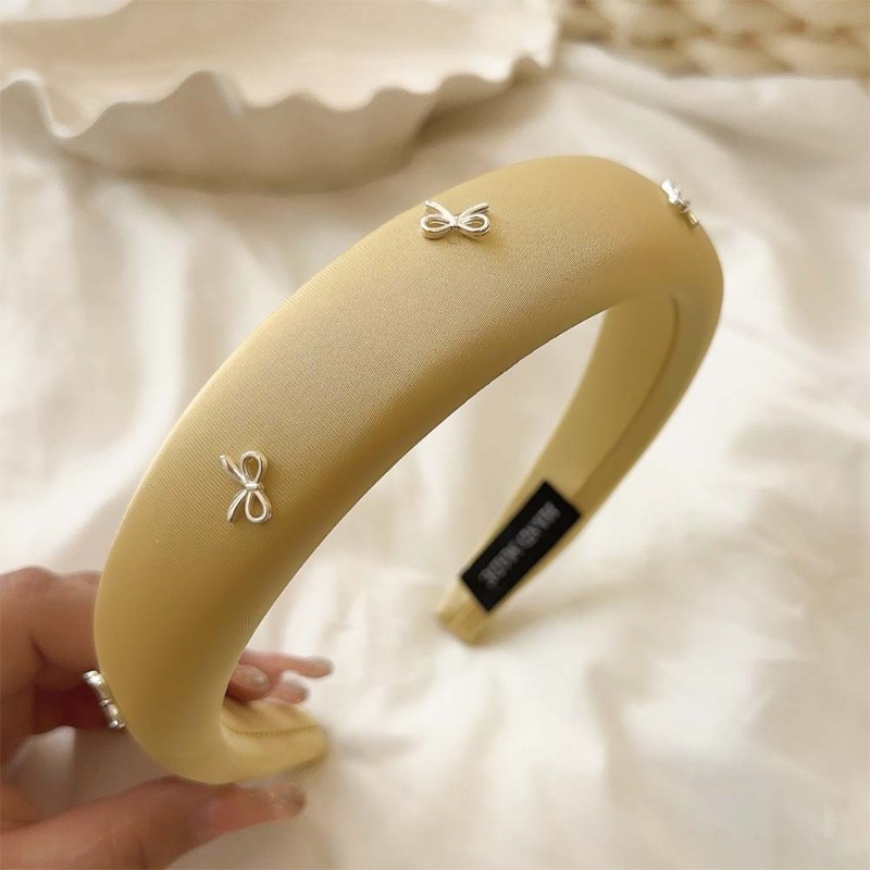 Hair Care Women - Käse-Creme-Gelb ~ Französisches Schleifen-Stirnband für Damen,