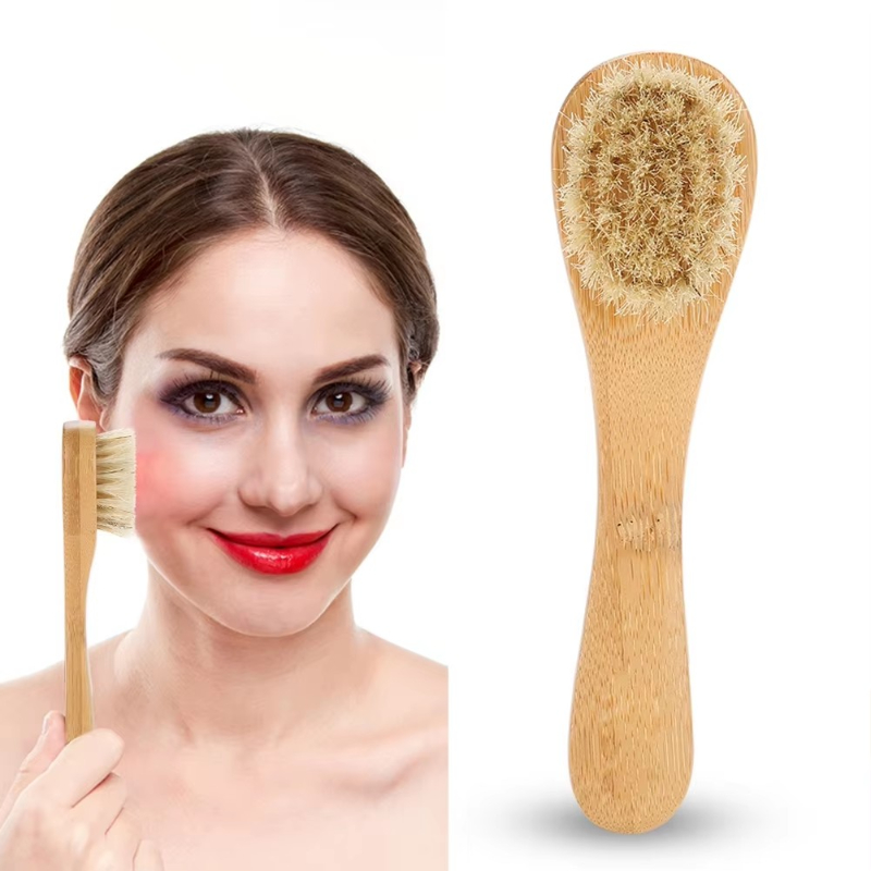 Bamboo Hair Brush - 1-6 Stück Peeling-Bürste, Gesichtsreinigungsbürste, Bambus-Pferdehaar-Gesichtsreinigungs- und