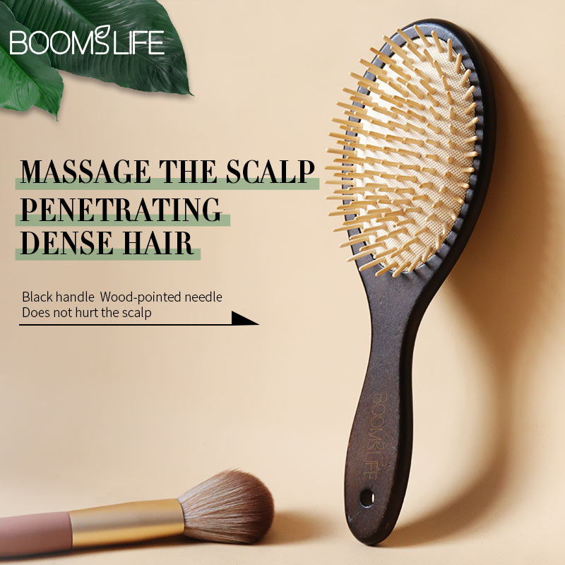 Detangling Wide Comb - Schwarze Holz-Haarbürste für Frauen, Kopf- und