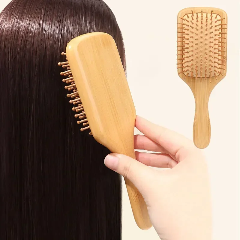 Bamboo Hair Brush - Premium Holz-Bambus-Kopfhautmassagekamm Haarbürste zur Verbesserung des